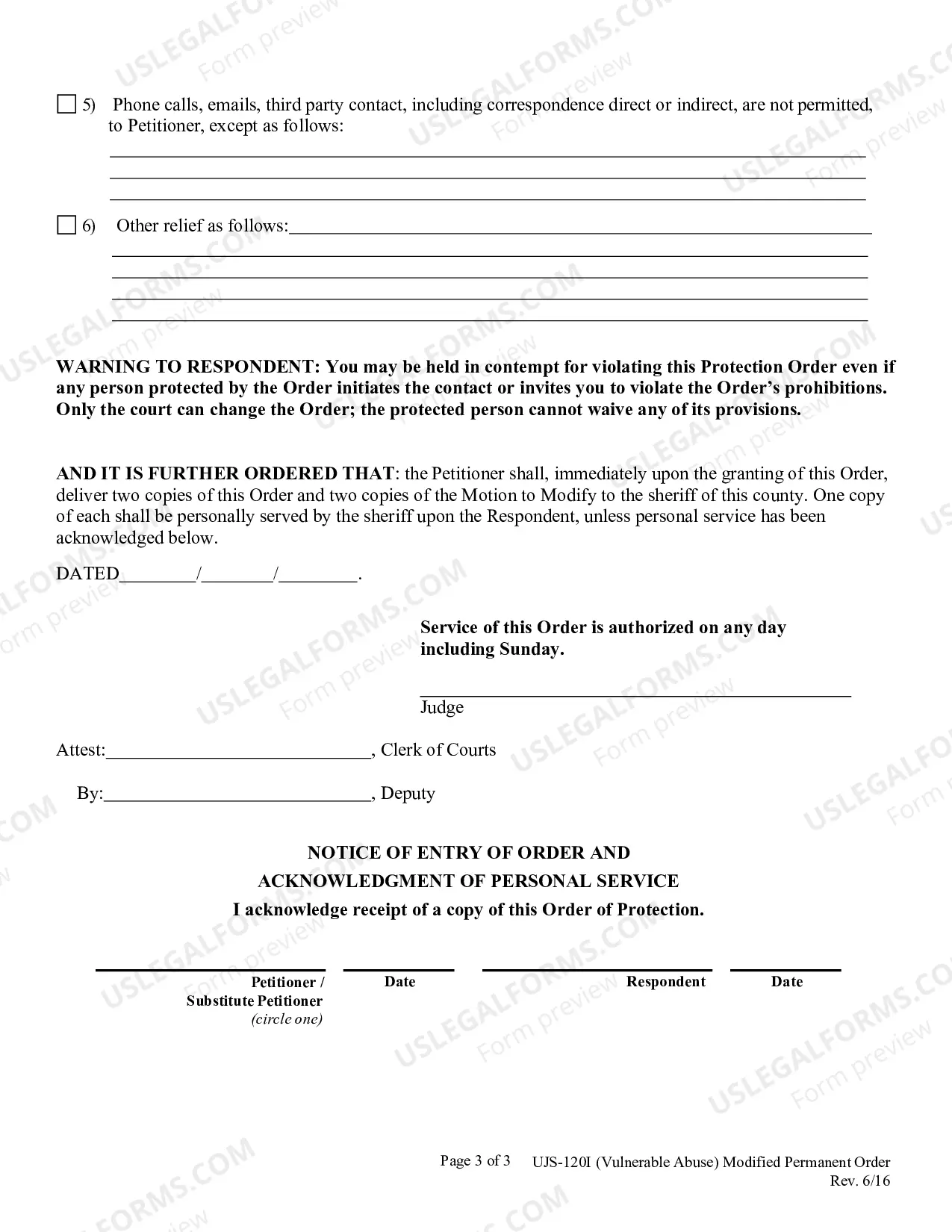 Preview Modification of Vulnerable Adult Permanent Protection Order