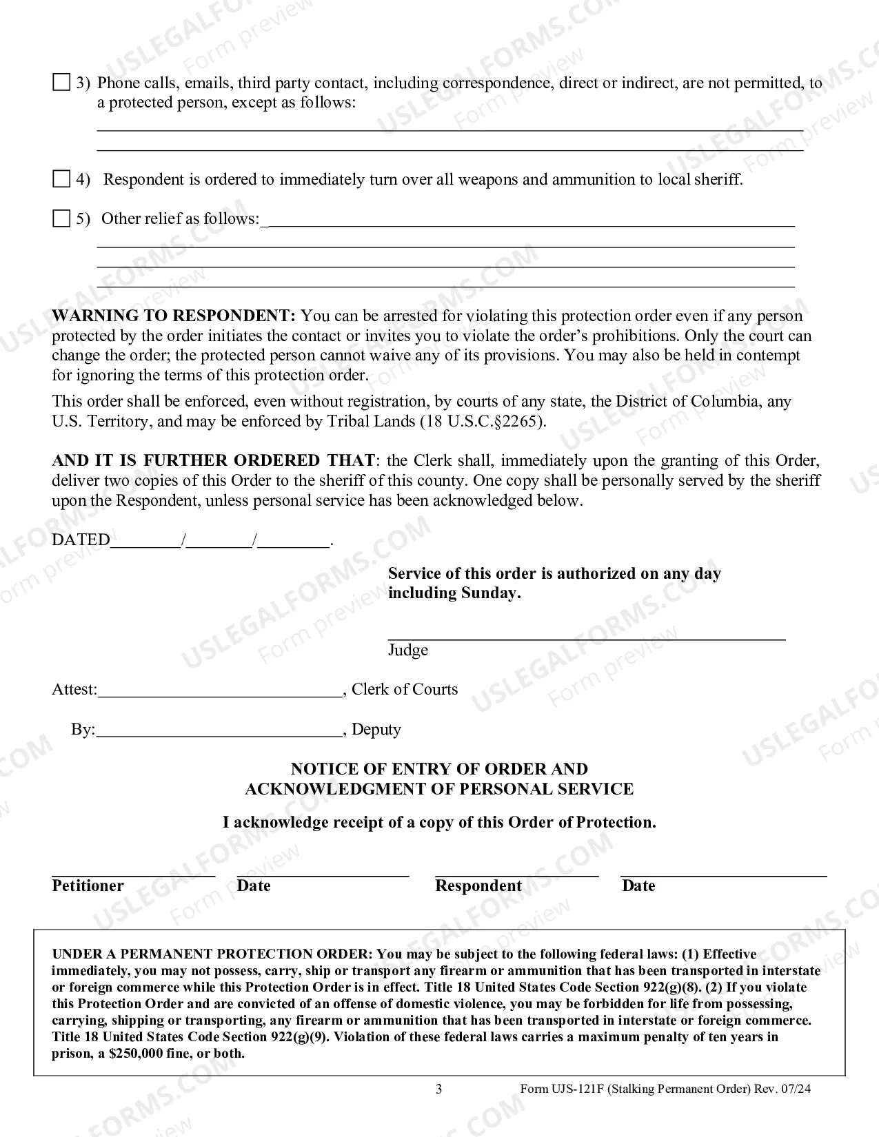 Preview Permanent Stalking Protection Order