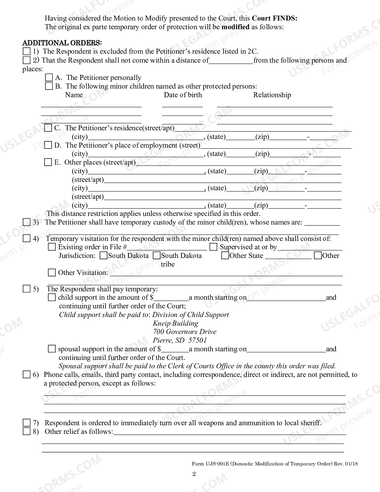 Preview Modification of Temporary Domestic Abuse Protection Order