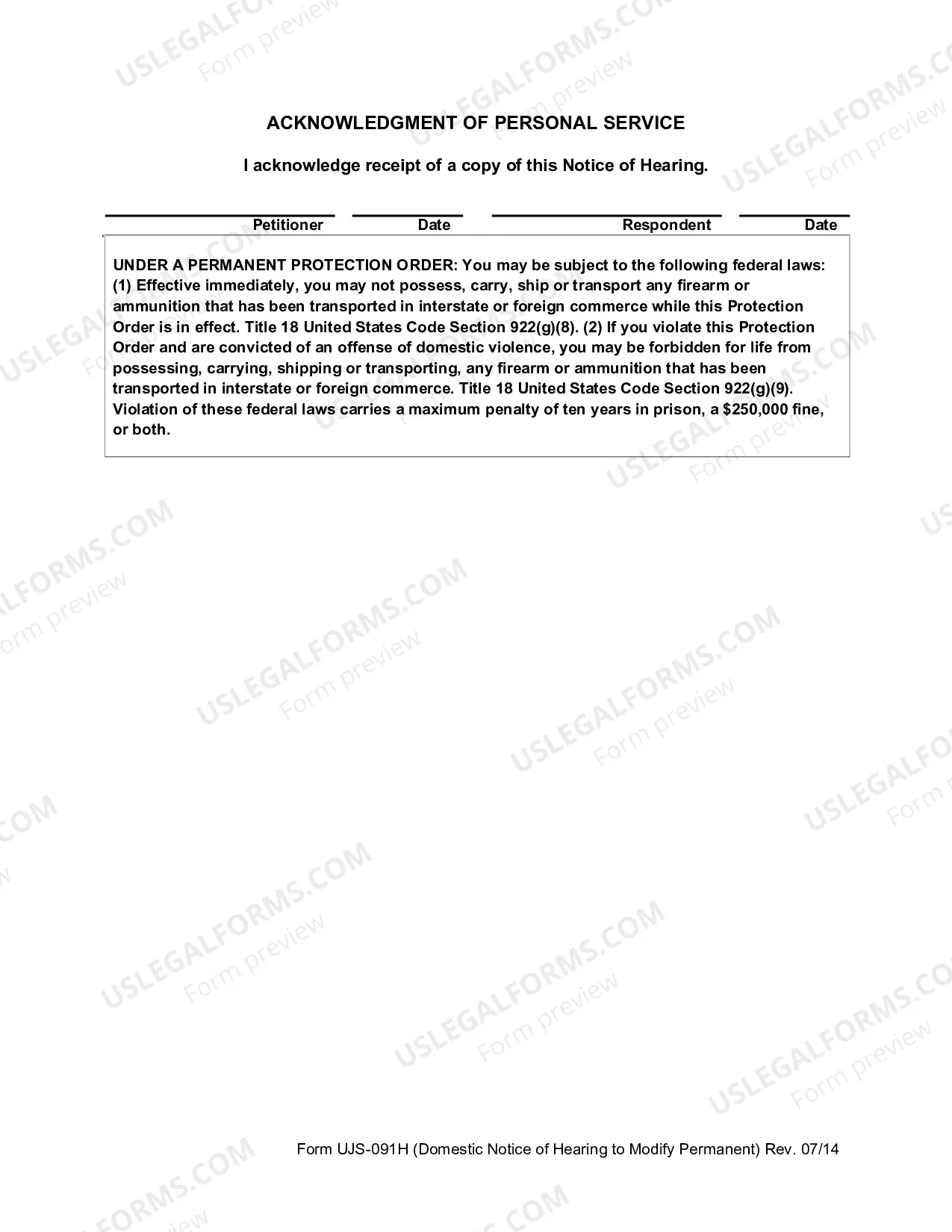 Preview Notice of Hearing on Motion to Modify Permanent Domestic Abuse Protection Order