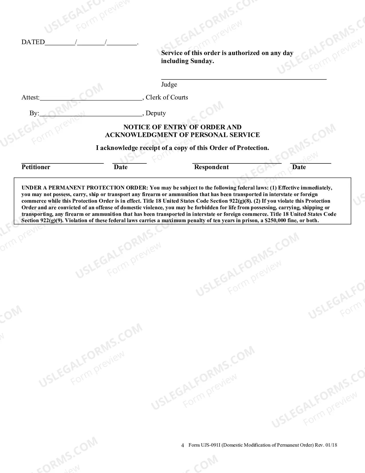 Preview Modification of Permanent Domestic Abuse Protection Order