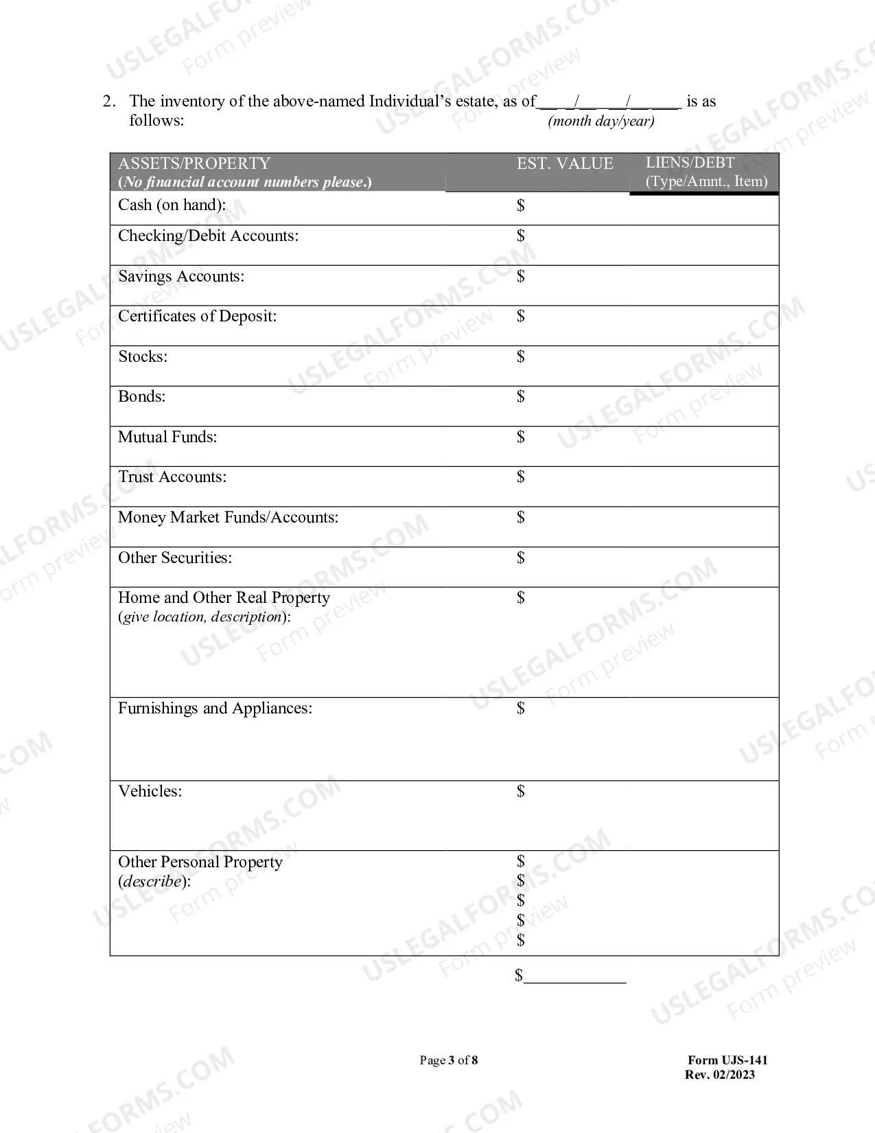 Preview Conservator's Annual Accounting