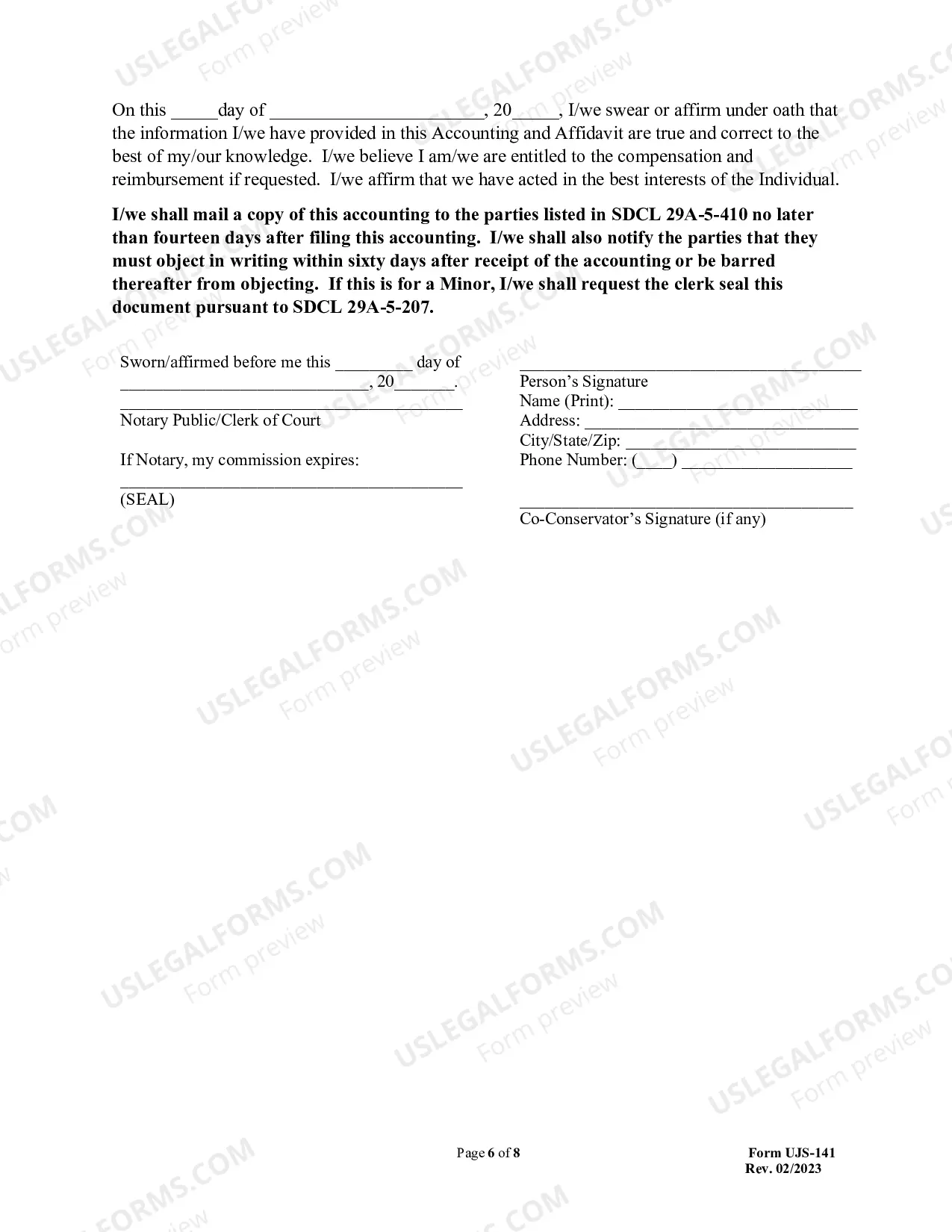 Preview Conservator's Annual Accounting