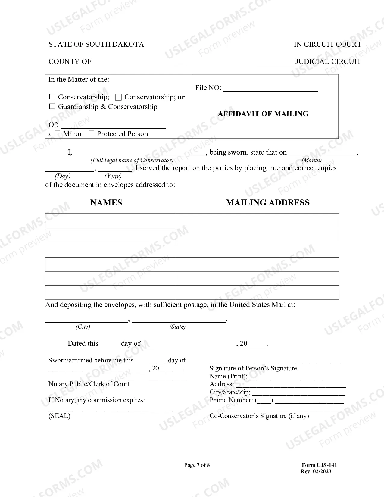 Preview Conservator's Annual Accounting