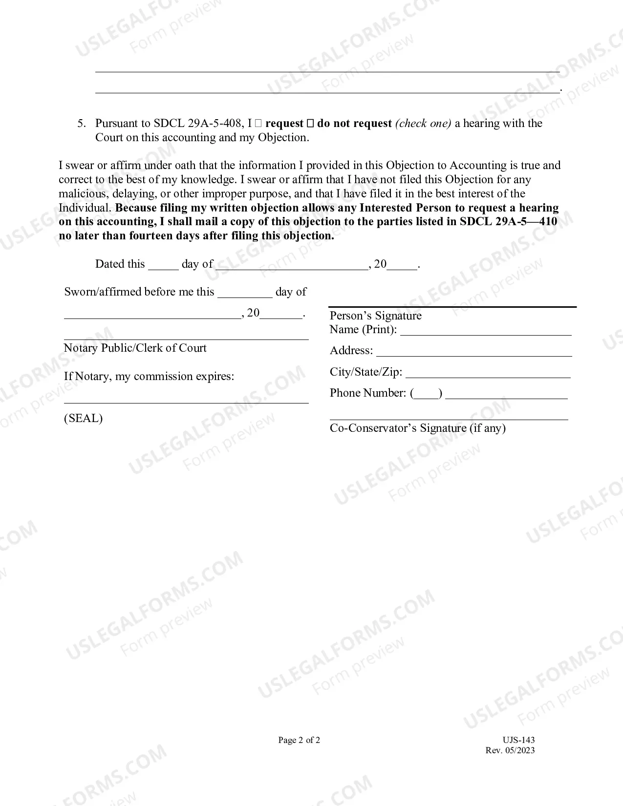 Preview Objection to Conservator Accounting