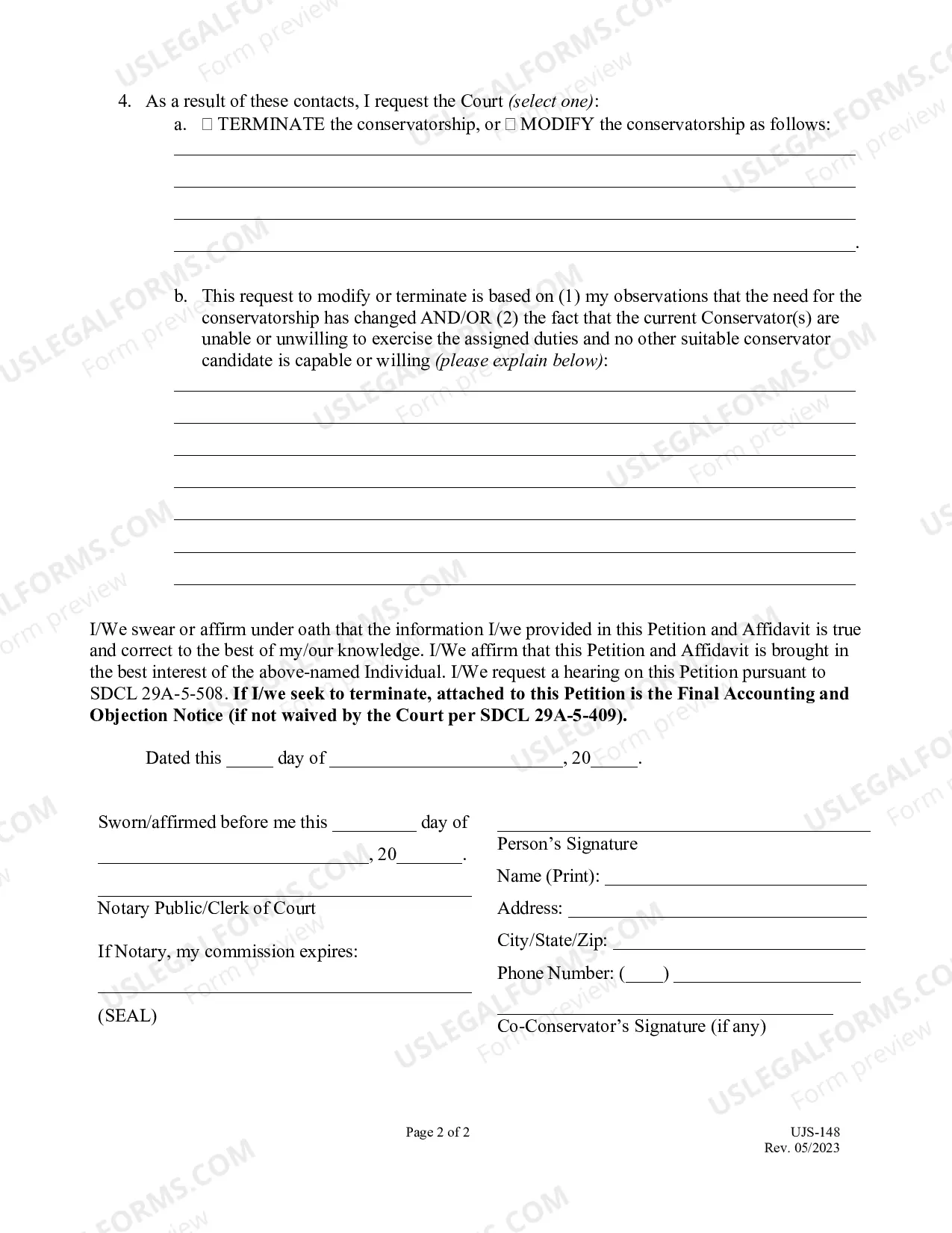 Preview Conservator's Petition - Objection and Order on Hearing