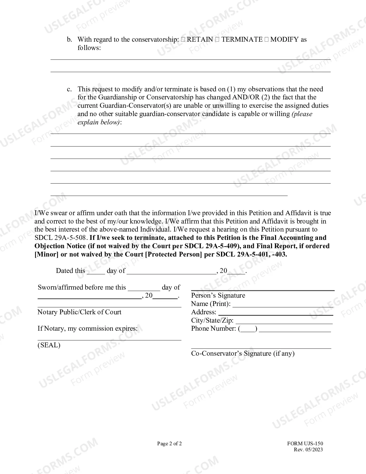 Preview Guardian/Conservator's Petition to Modify or Terminate Guardianship and/or Conservatorship