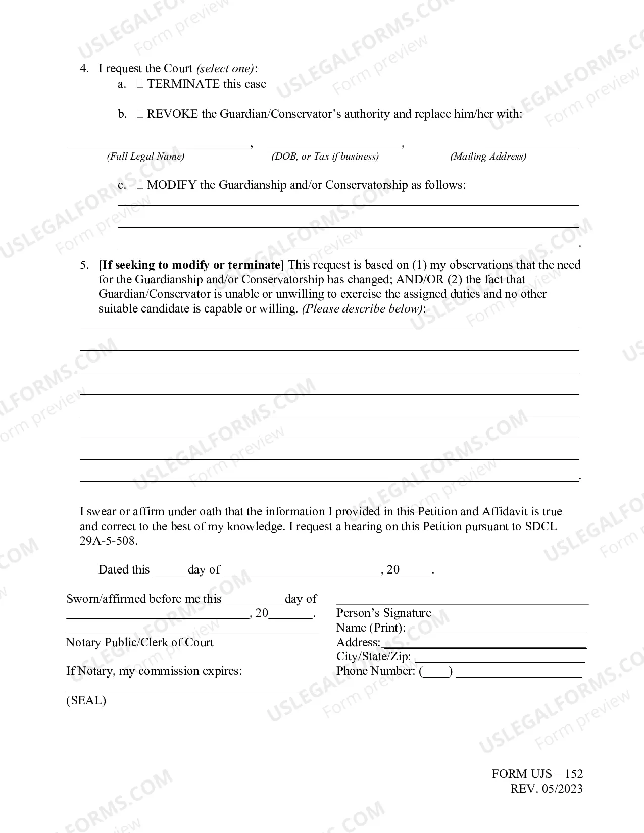 Preview Protected Persons Petition to Modify, Revoke, or Terminate