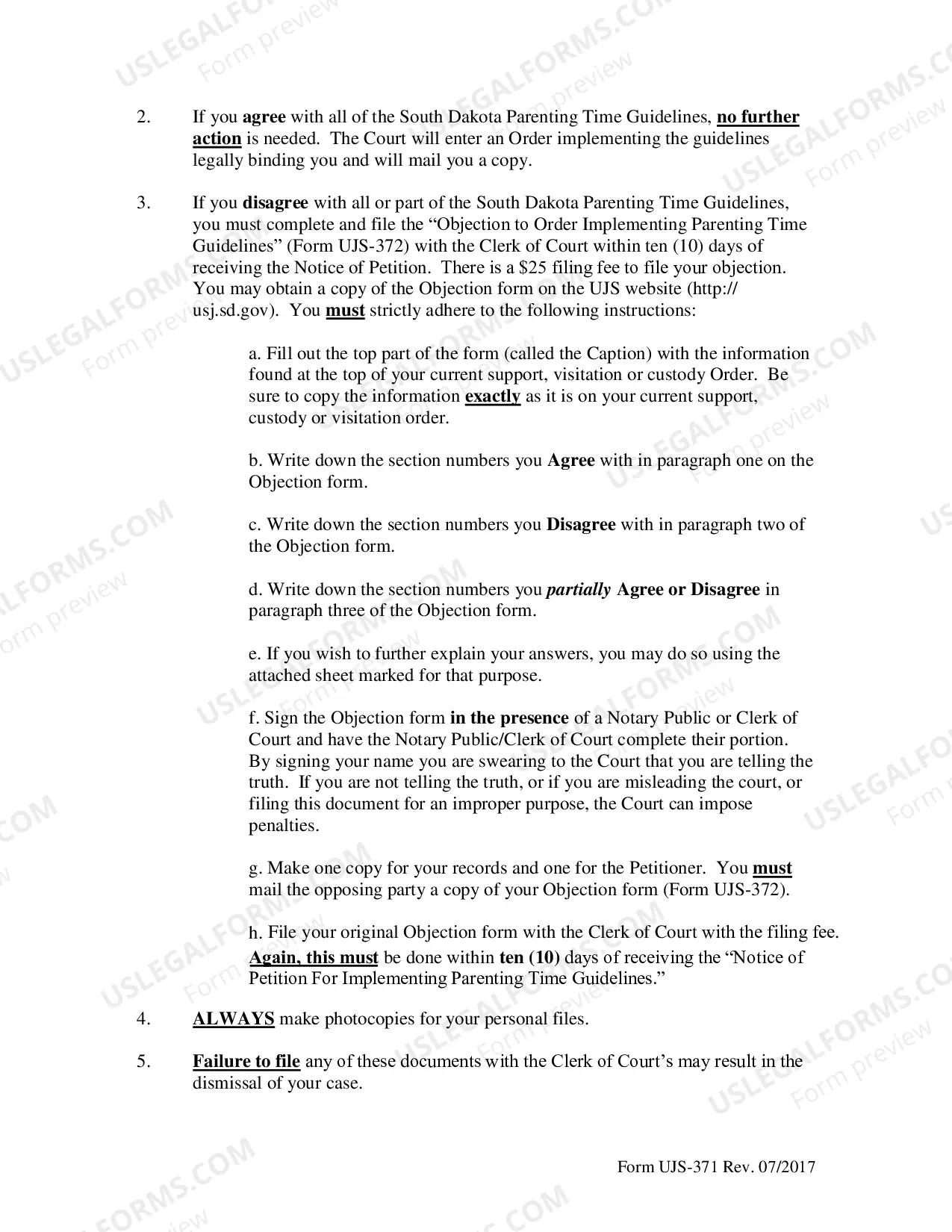 Preview Instructions for Objecting to Guidelines