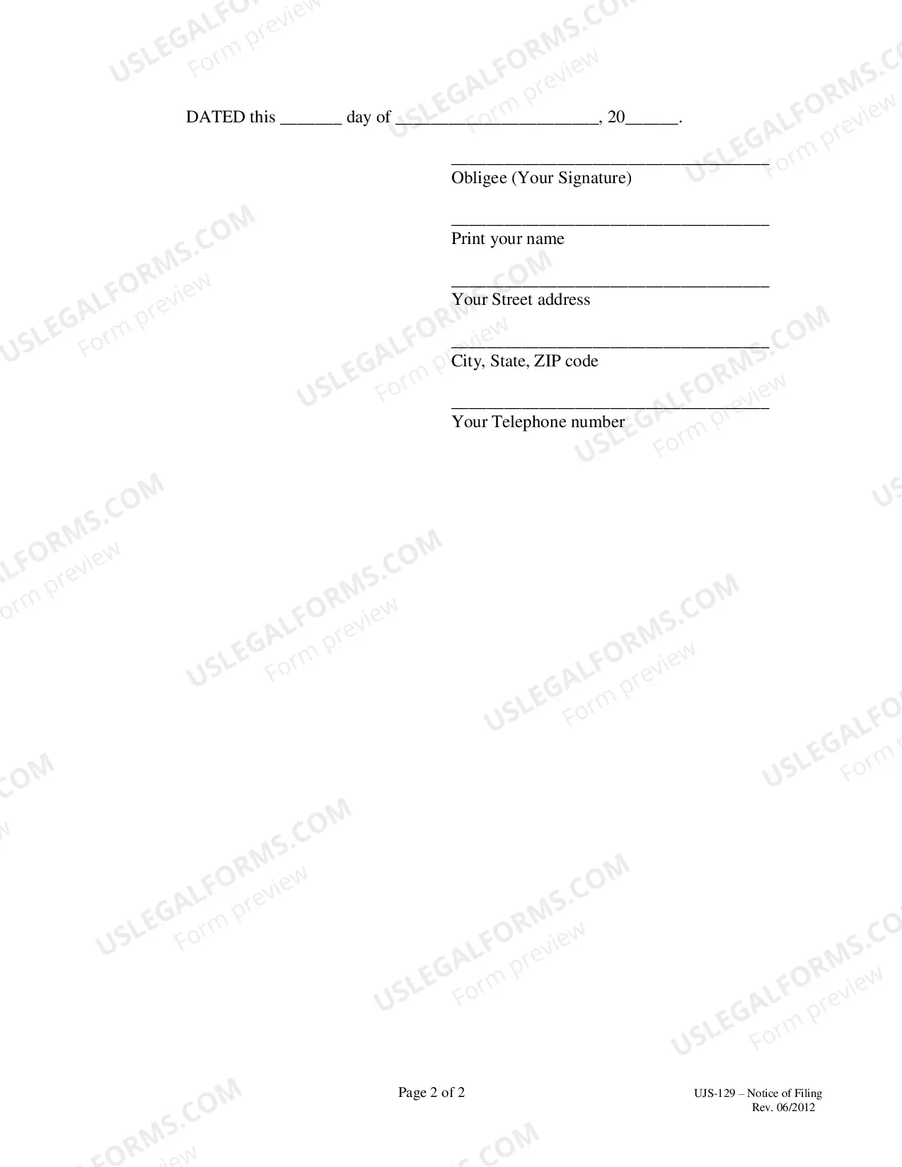 Preview Notice of Filing