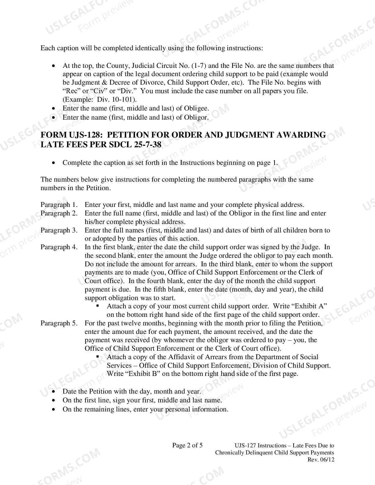 Preview Instructions - Late Fees Due to Chronically Delinquent Child Support Payments