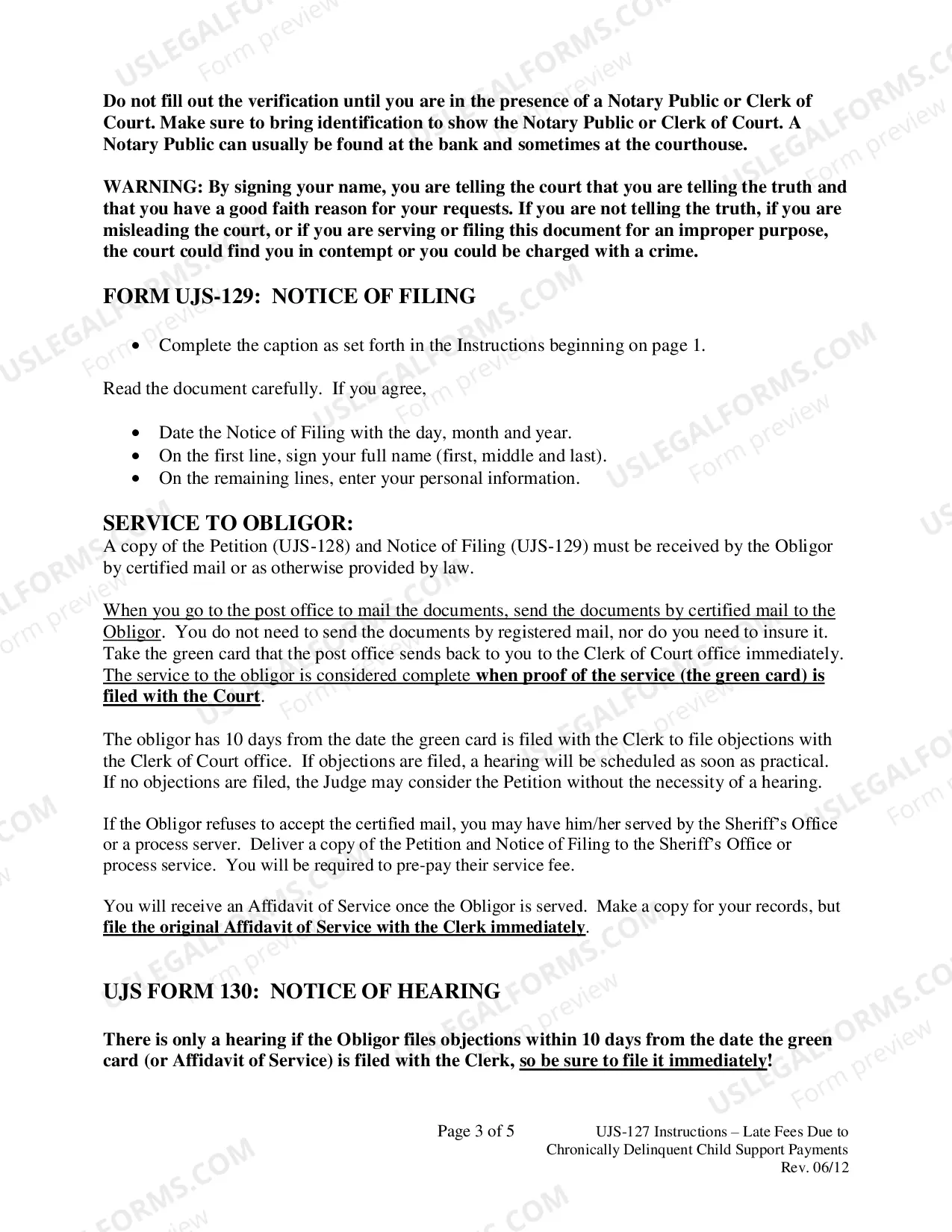 Preview Instructions - Late Fees Due to Chronically Delinquent Child Support Payments