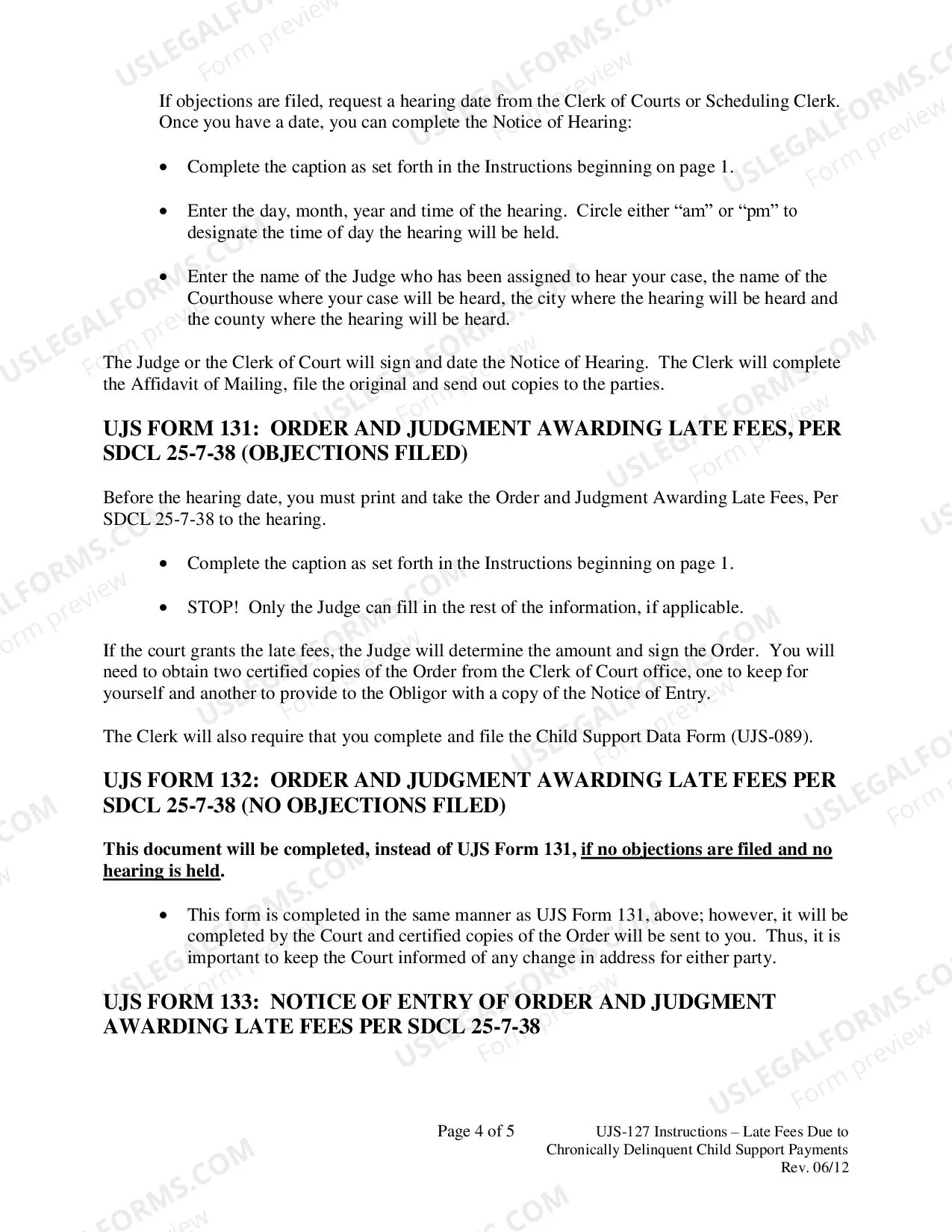Preview Instructions - Late Fees Due to Chronically Delinquent Child Support Payments