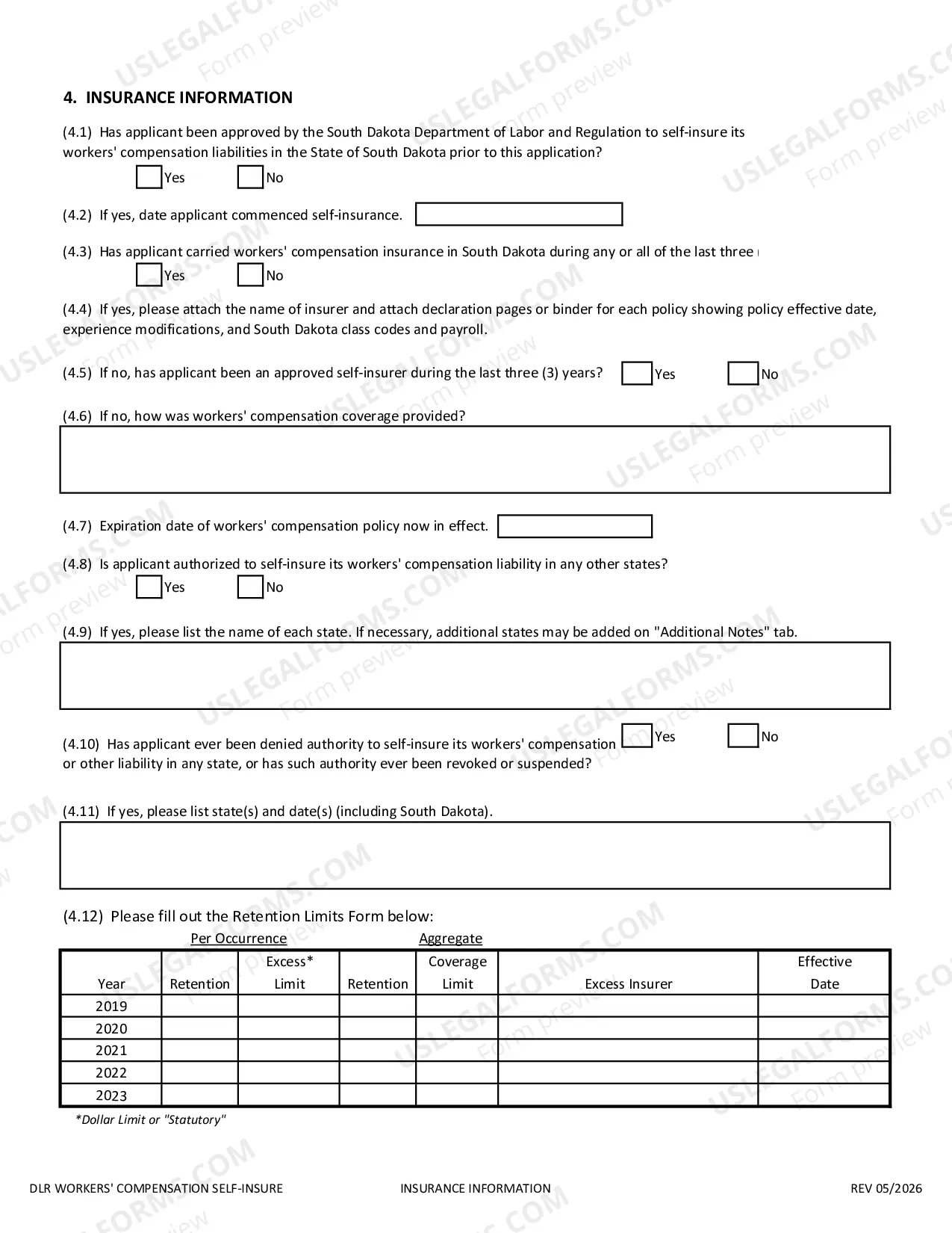 Preview Self-Insurance Application in Microsoft Excel format