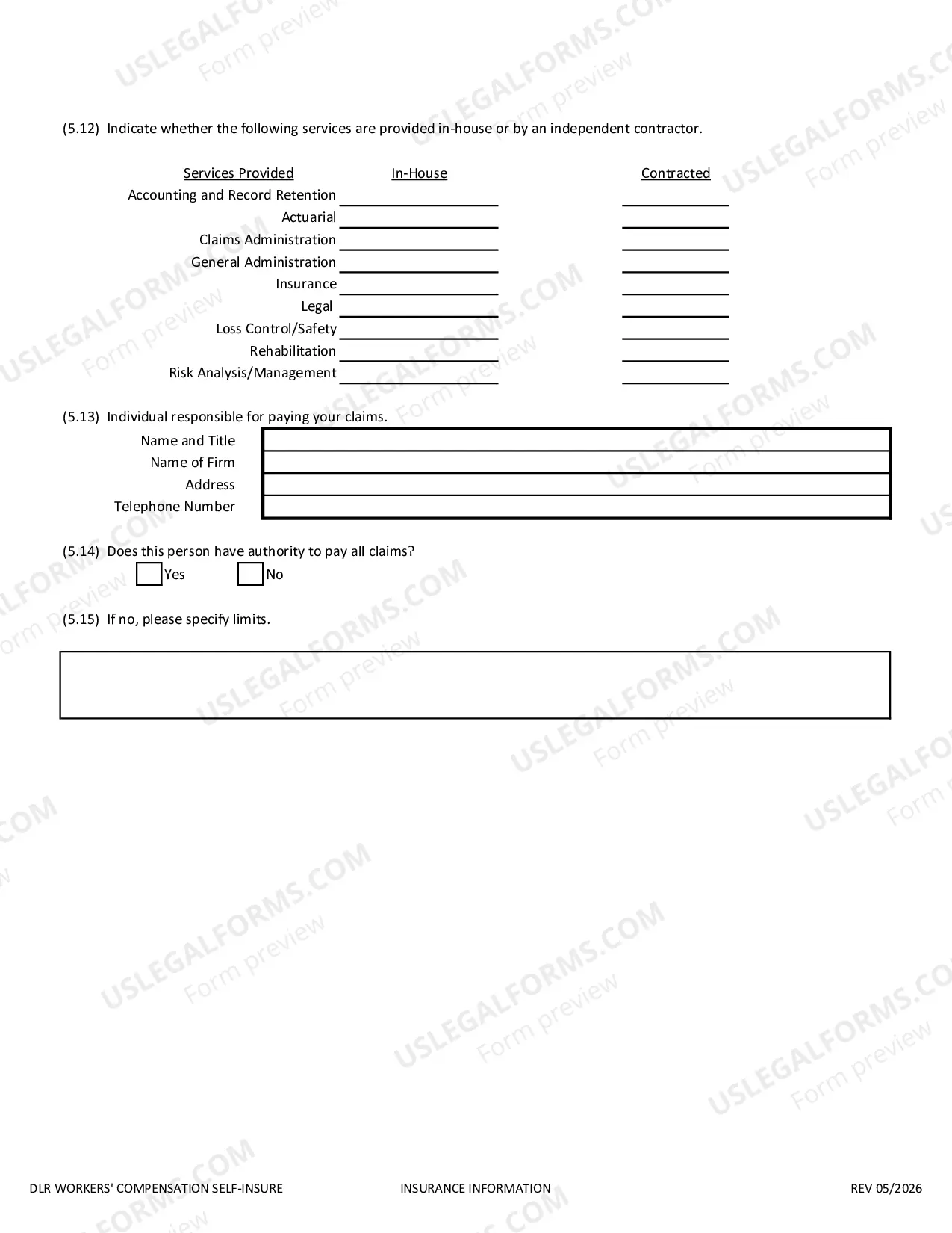 Preview Self-Insurance Application in Microsoft Excel format