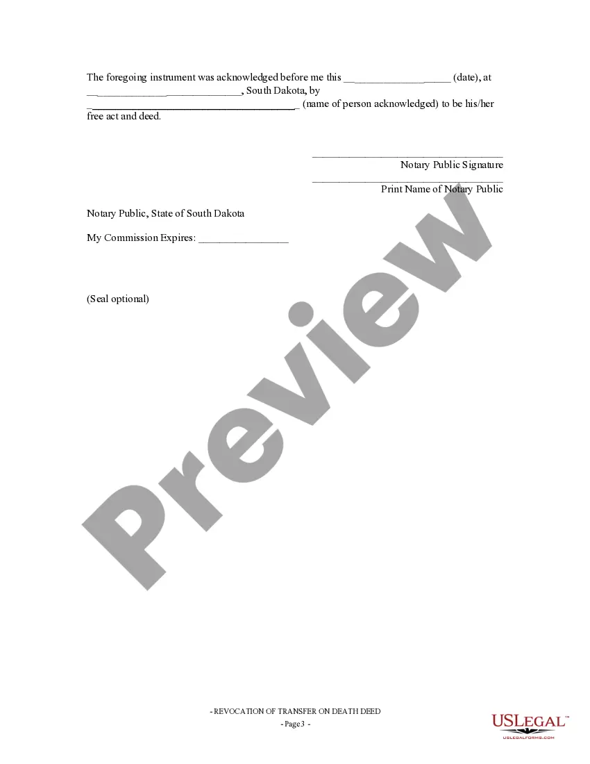 Preview Revocation of Transfer on Death Deed - Beneficiary Deed for Two Grantors