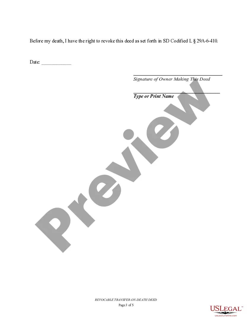 Preview Transfer on Death Deed or TOD - Beneficiary Deed for Individual to a Business Entity