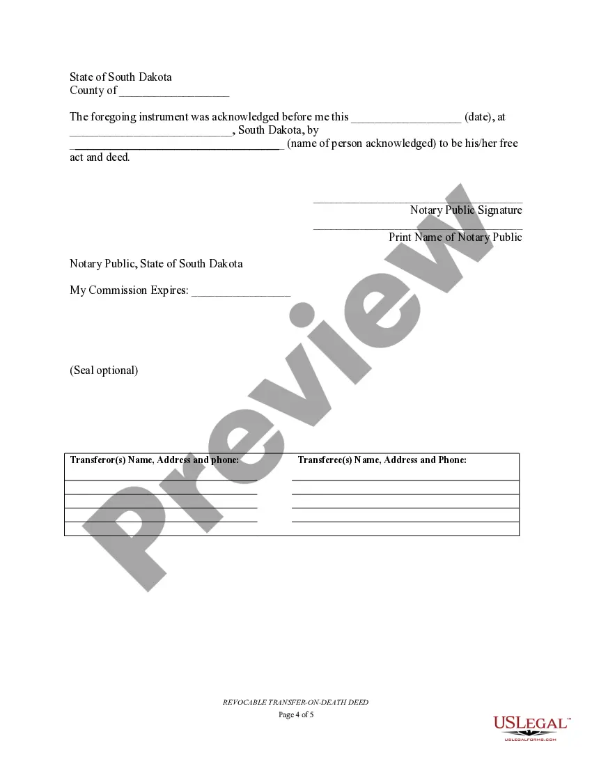 Preview Transfer on Death Deed or TOD - Beneficiary Deed for Individual to a Business Entity