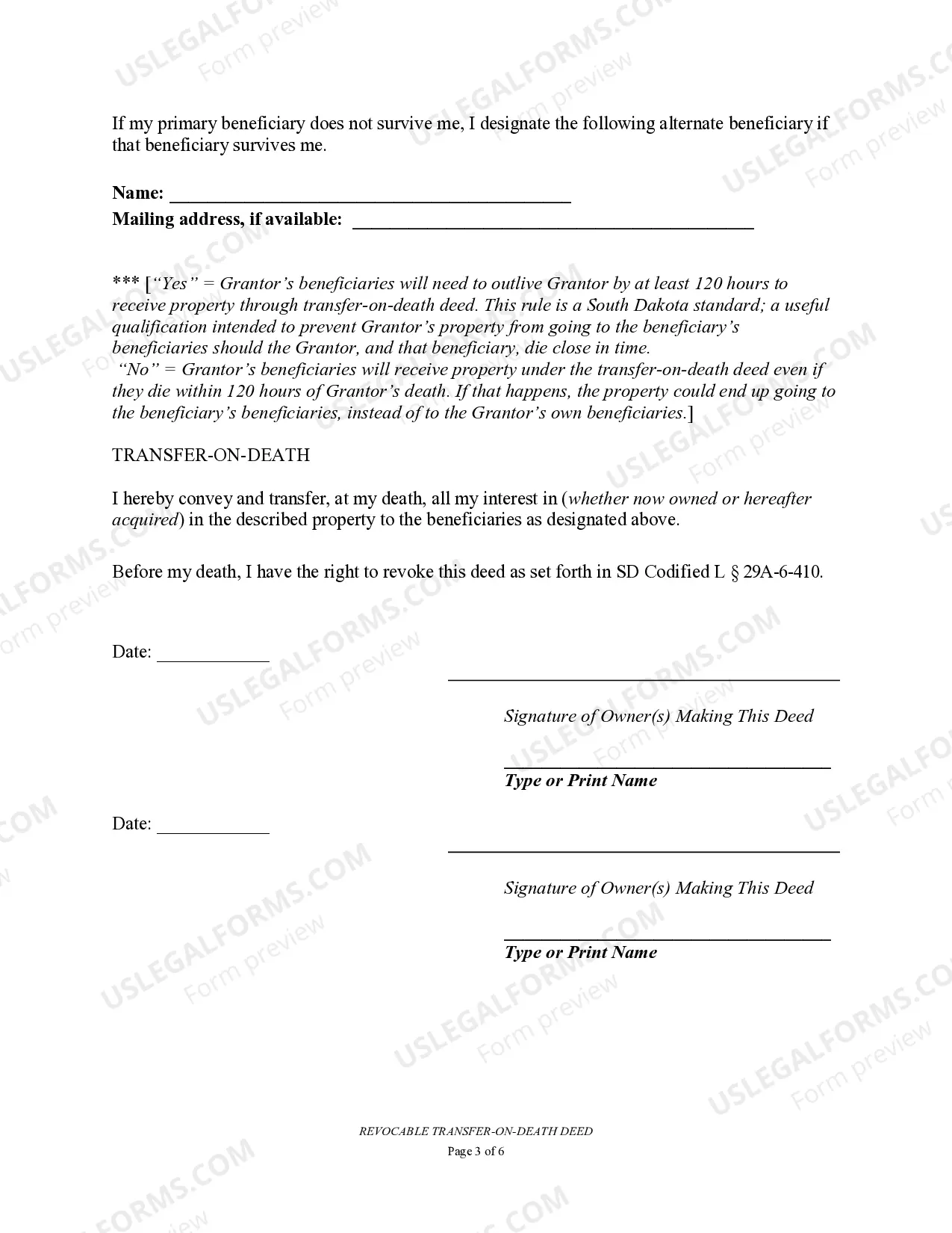 Preview Transfer on Death Deed or TOD - Beneficiary Deed for Two Individuals to Two Individuals