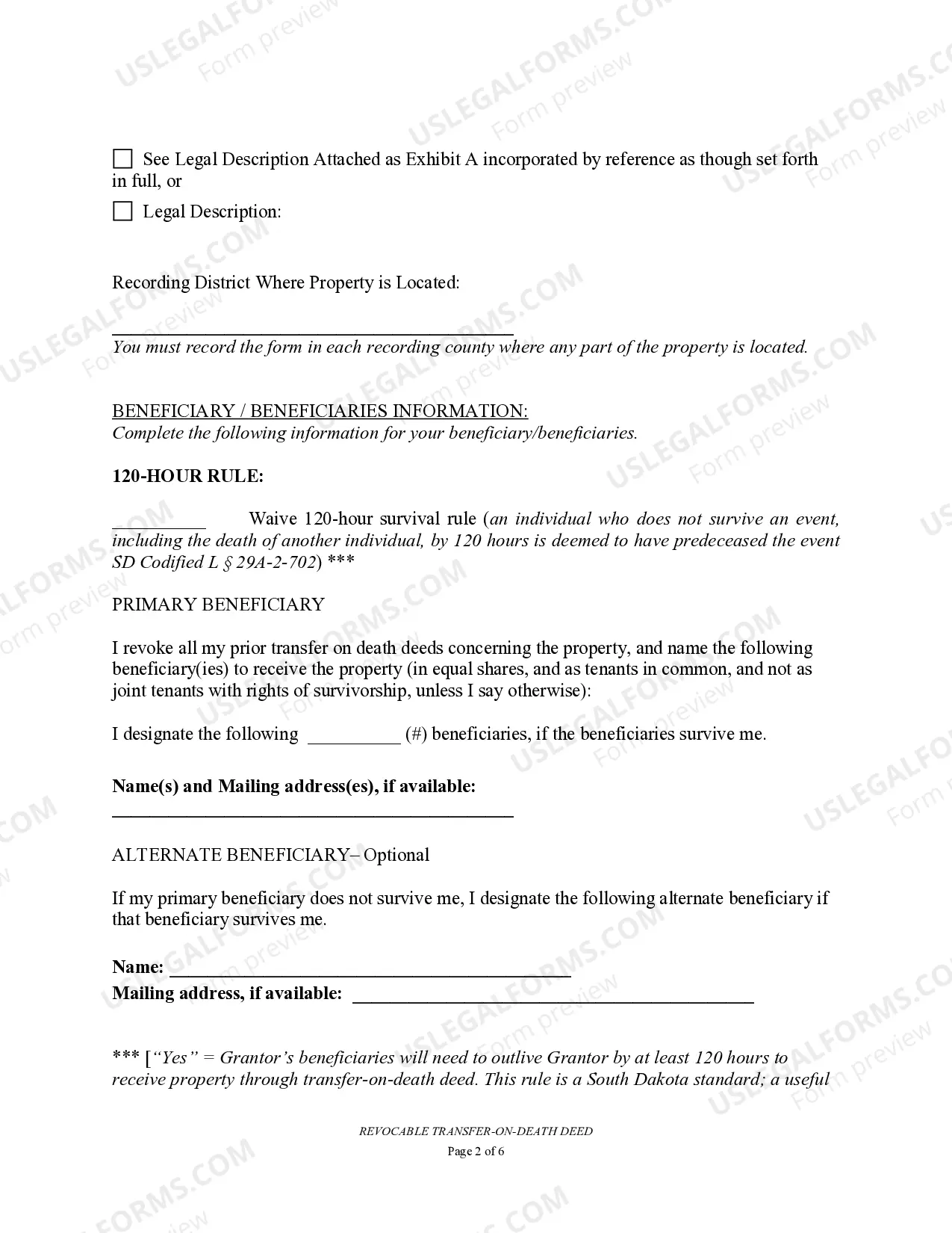 Preview Transfer on Death Deed or TOD - Beneficiary Deed for Two Individuals to Multiple Individuals