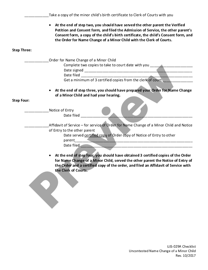 South Dakota Checklist for Minor Child Name Changes US Legal Forms