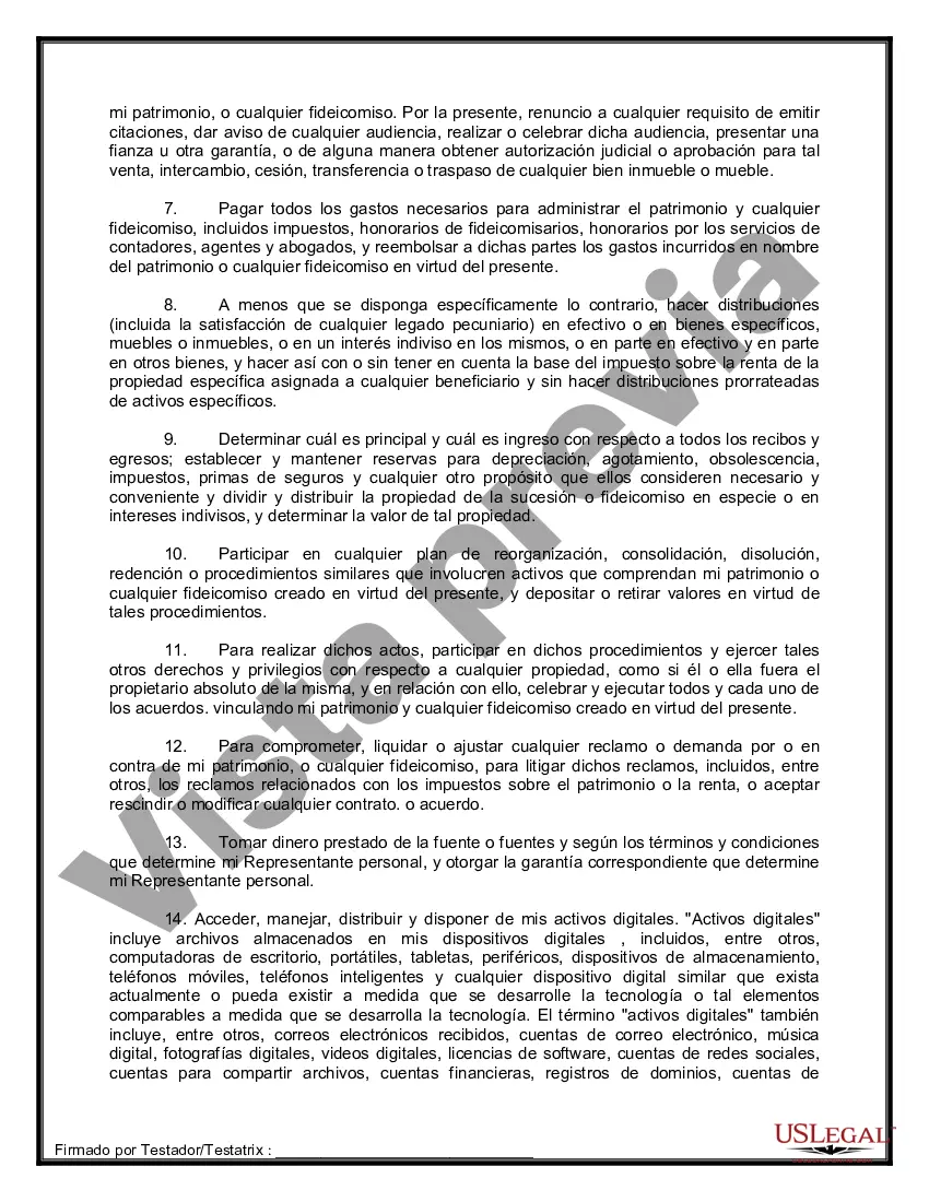 Preview Formulario de última voluntad y testamento legal para personas divorciadas que no se han vuelto a casar con hijos adultos