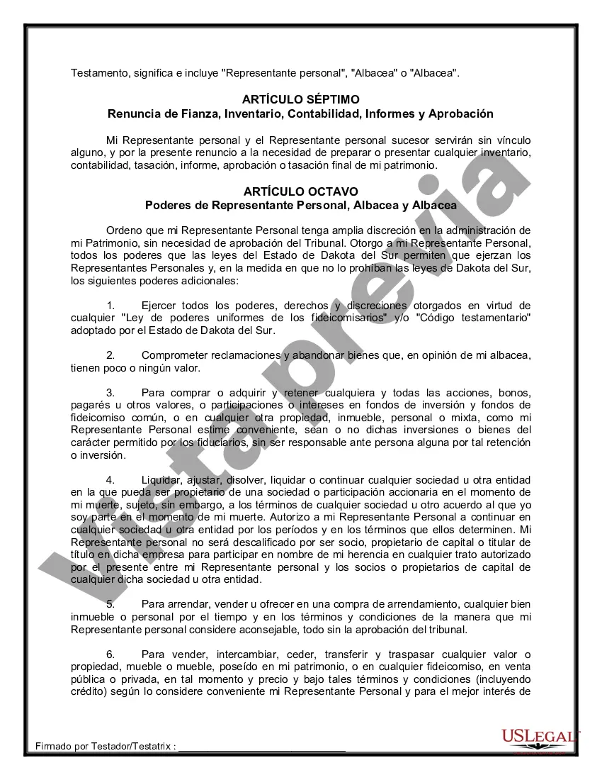 Preview Formulario de última voluntad y testamento legal para personas divorciadas que no se han vuelto a casar con hijos adultos