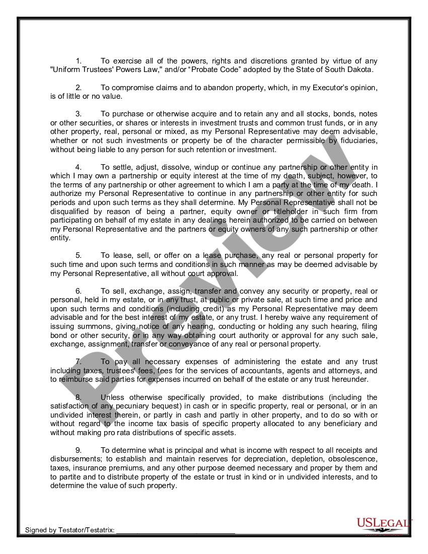 page 8 Legal Last Will and Testament Form for Divorced Person Not Remarried with No Children preview