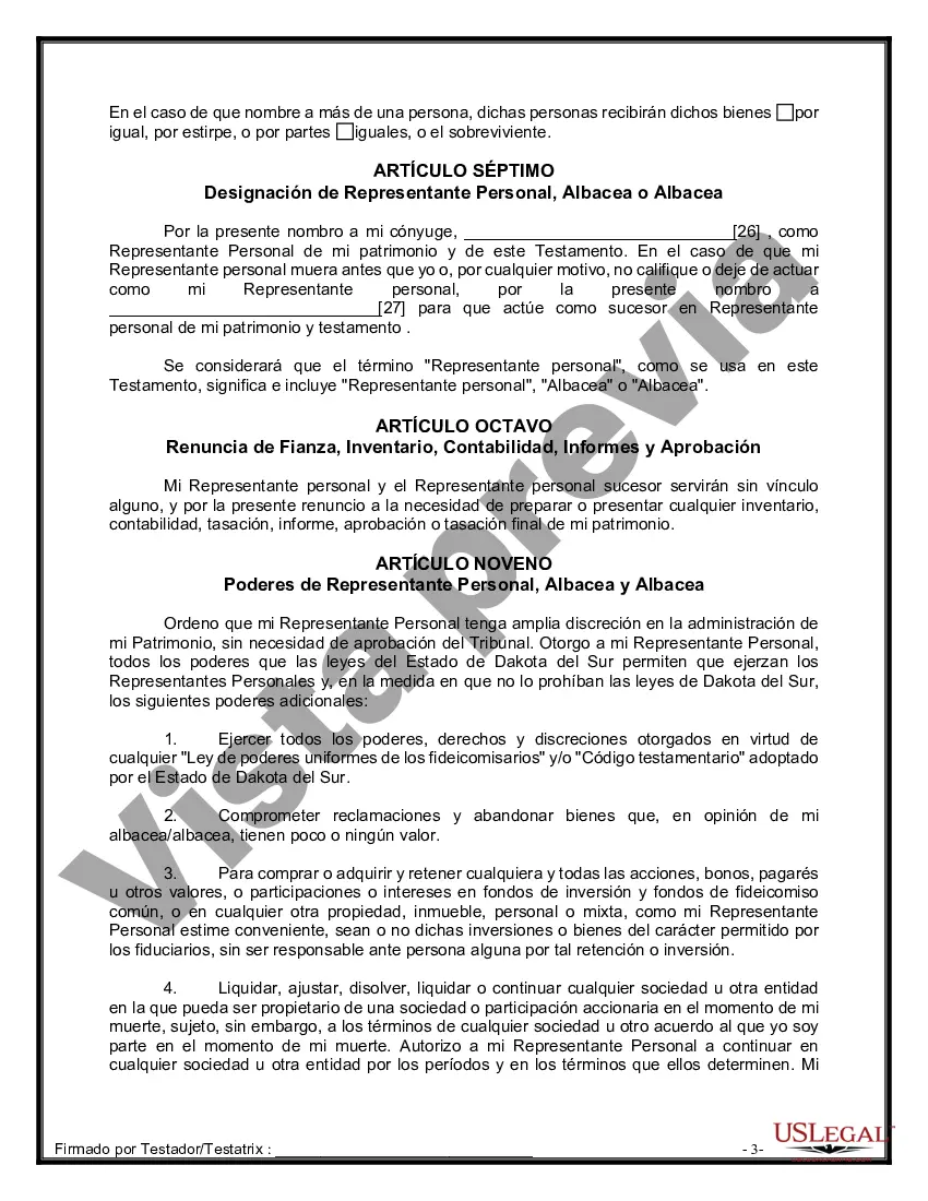 Preview Paquete de Voluntades Mutuas con Últimas Voluntades y Testamentos para Pareja Casada sin Hijos