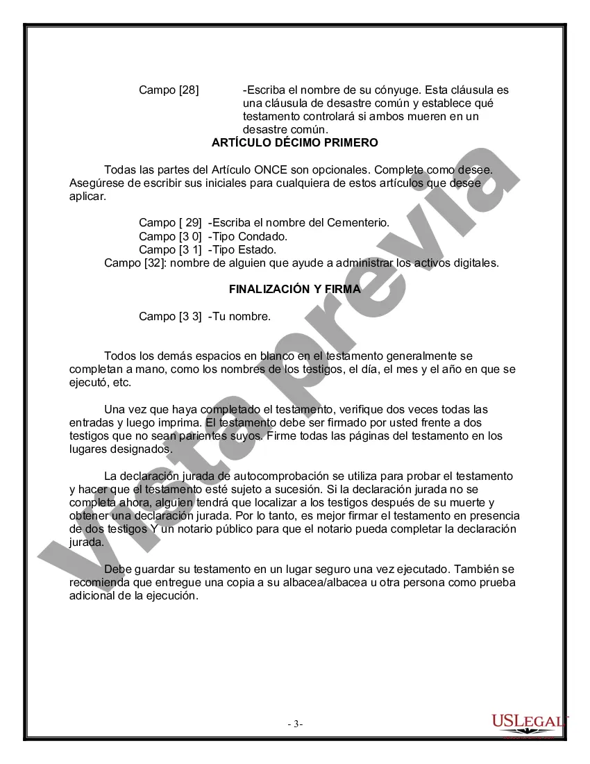 Preview Paquete de Voluntades Mutuas con Últimas Voluntades y Testamentos para Pareja Casada sin Hijos