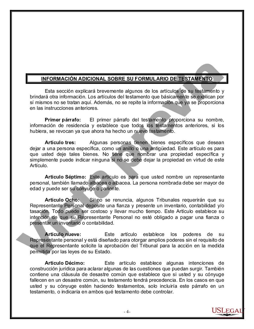 Preview Paquete de Voluntades Mutuas con Últimas Voluntades y Testamentos para Pareja Casada sin Hijos