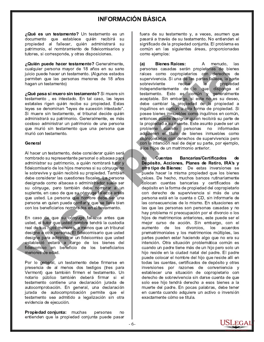 Preview Paquete de Voluntades Mutuas con Últimas Voluntades y Testamentos para Pareja Casada sin Hijos