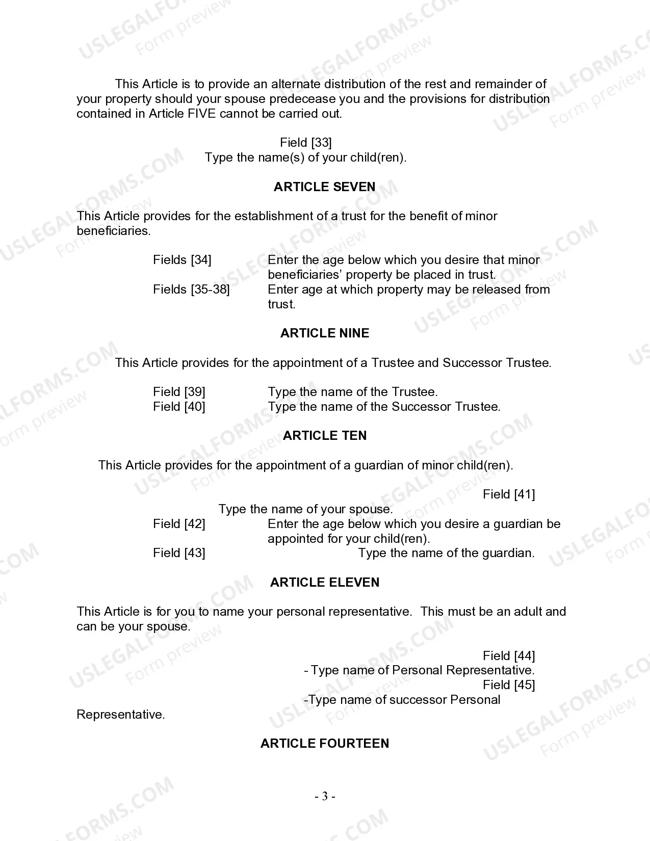 Preview Mutual Wills Package with Last Wills and Testaments for Married Couple with Minor Children