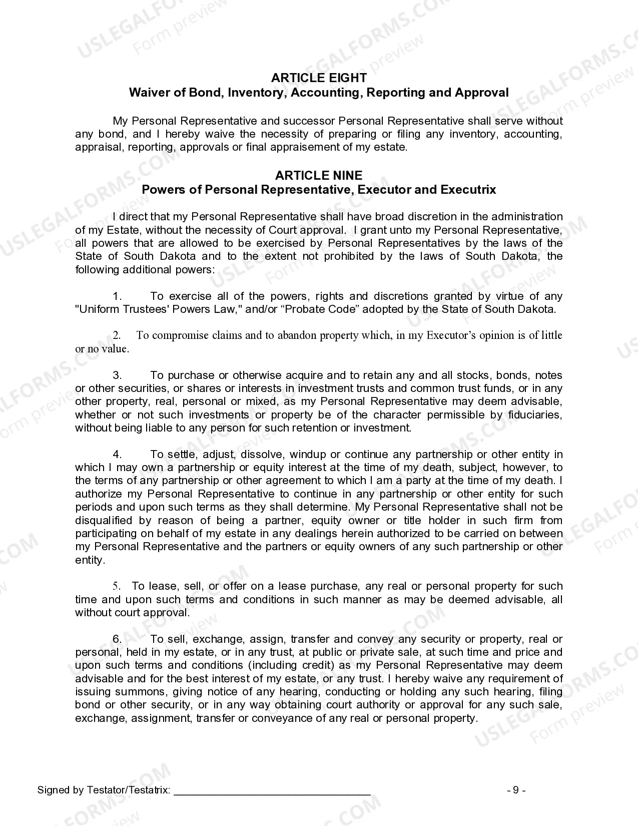 Preview Last Will and Testament for a Married Person with No Children