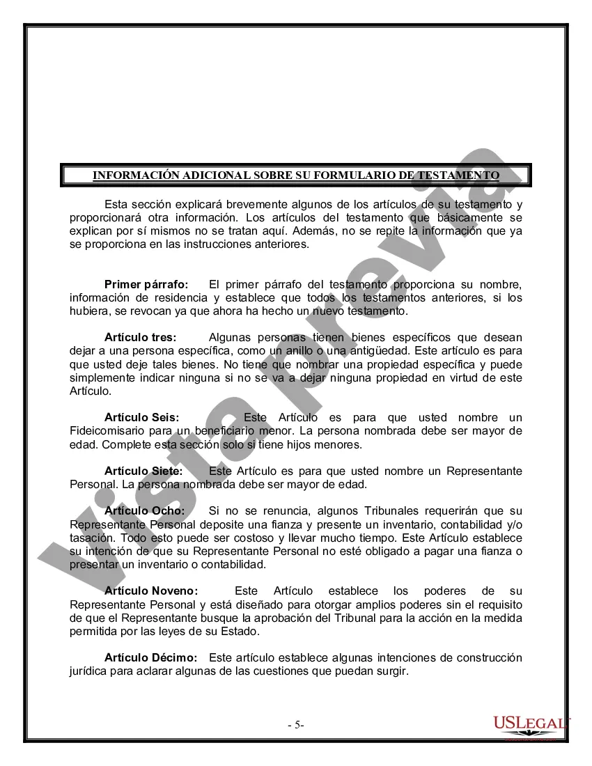 Preview Última voluntad y testamento para otras personas