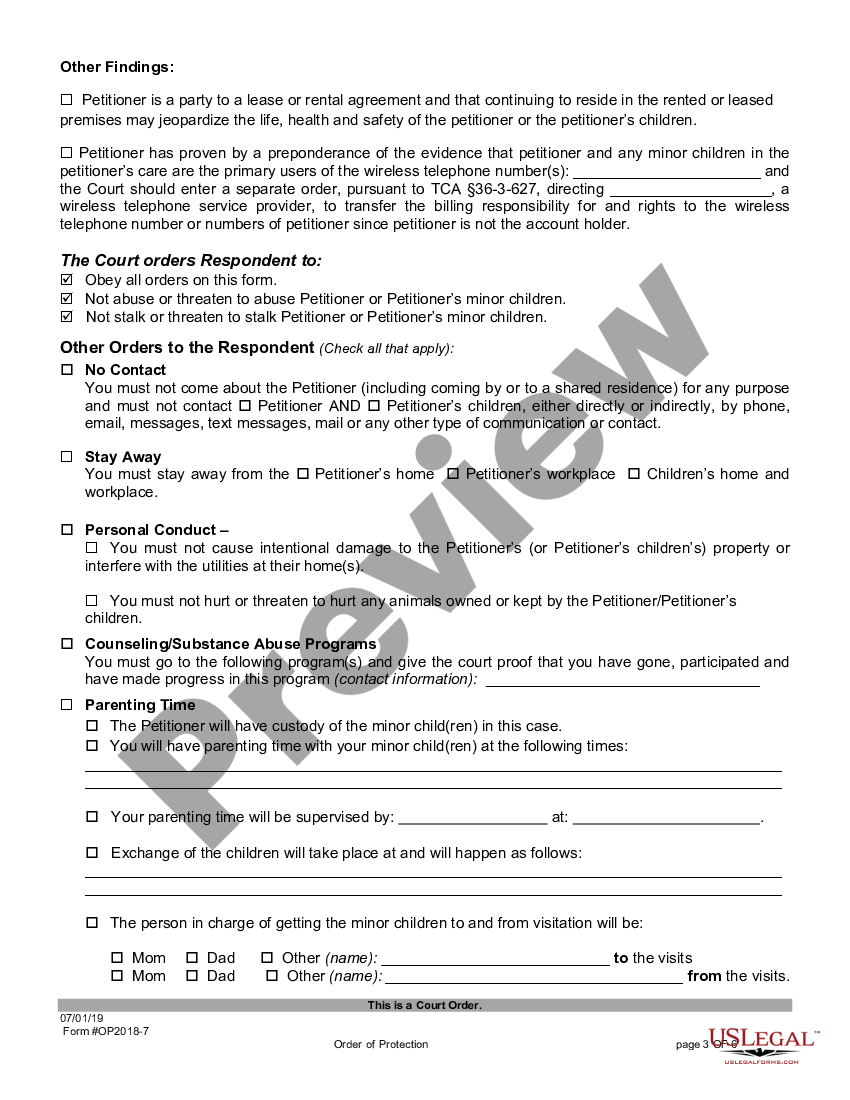 is violation of order of protection a felony in tn