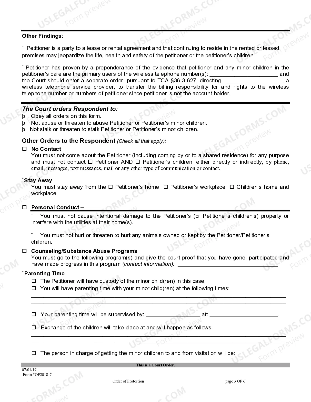 Preview Order of Protection