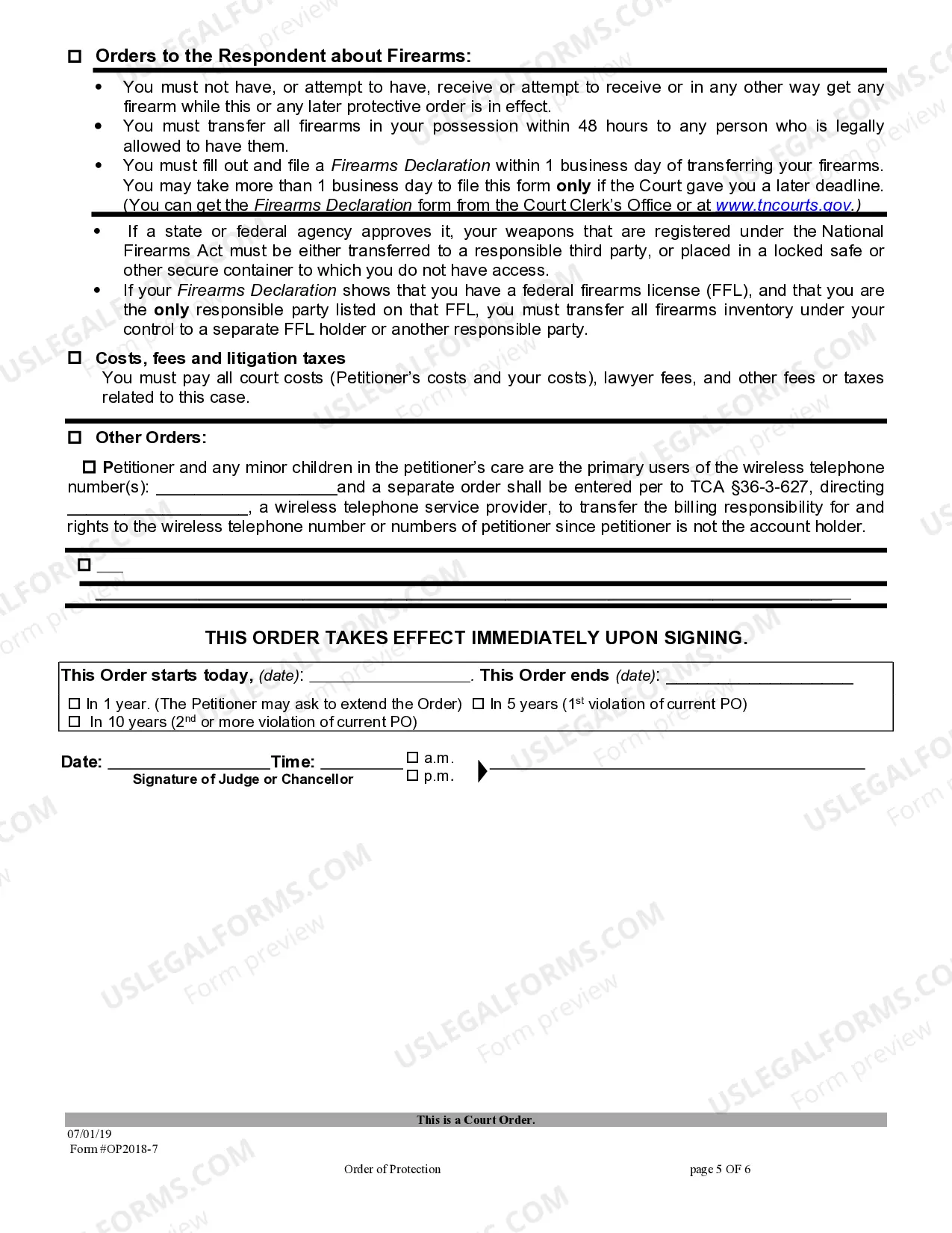 Preview Order of Protection
