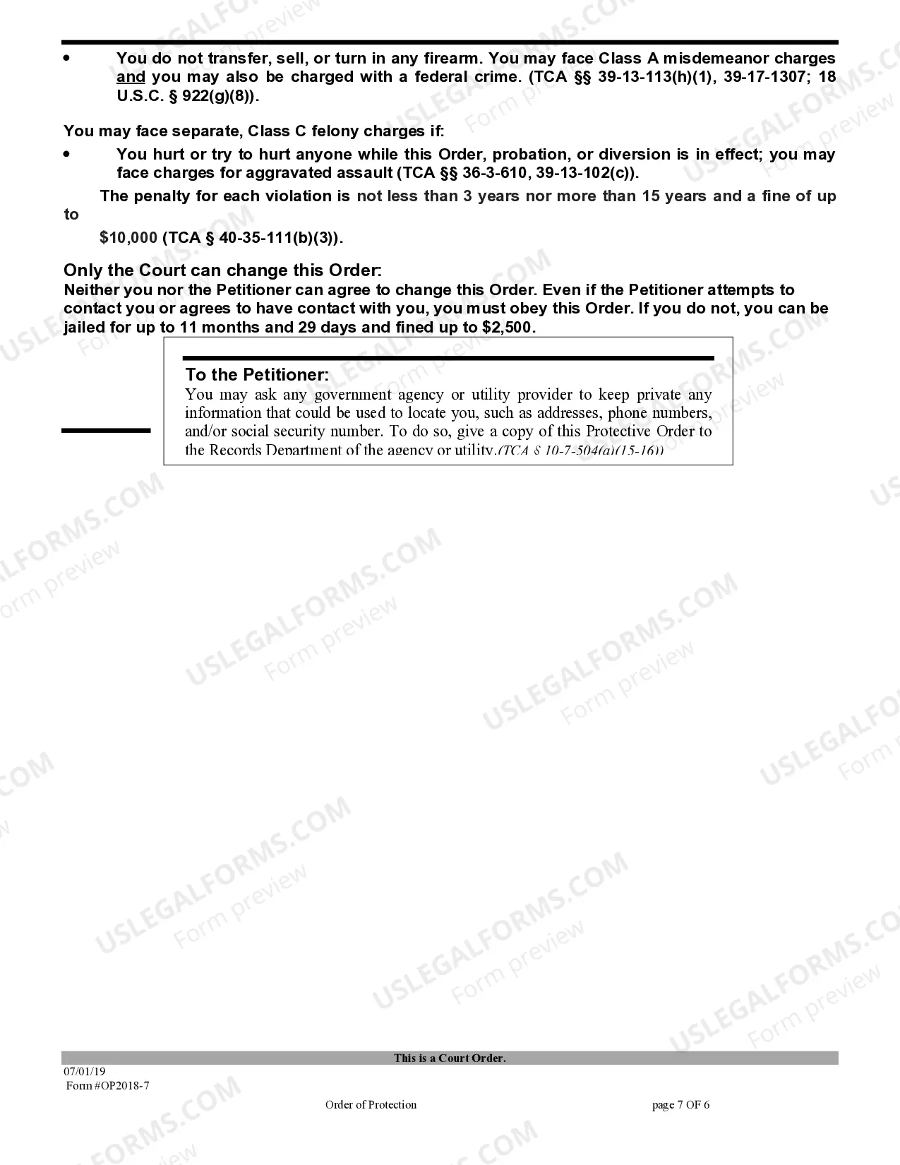 Preview Order of Protection