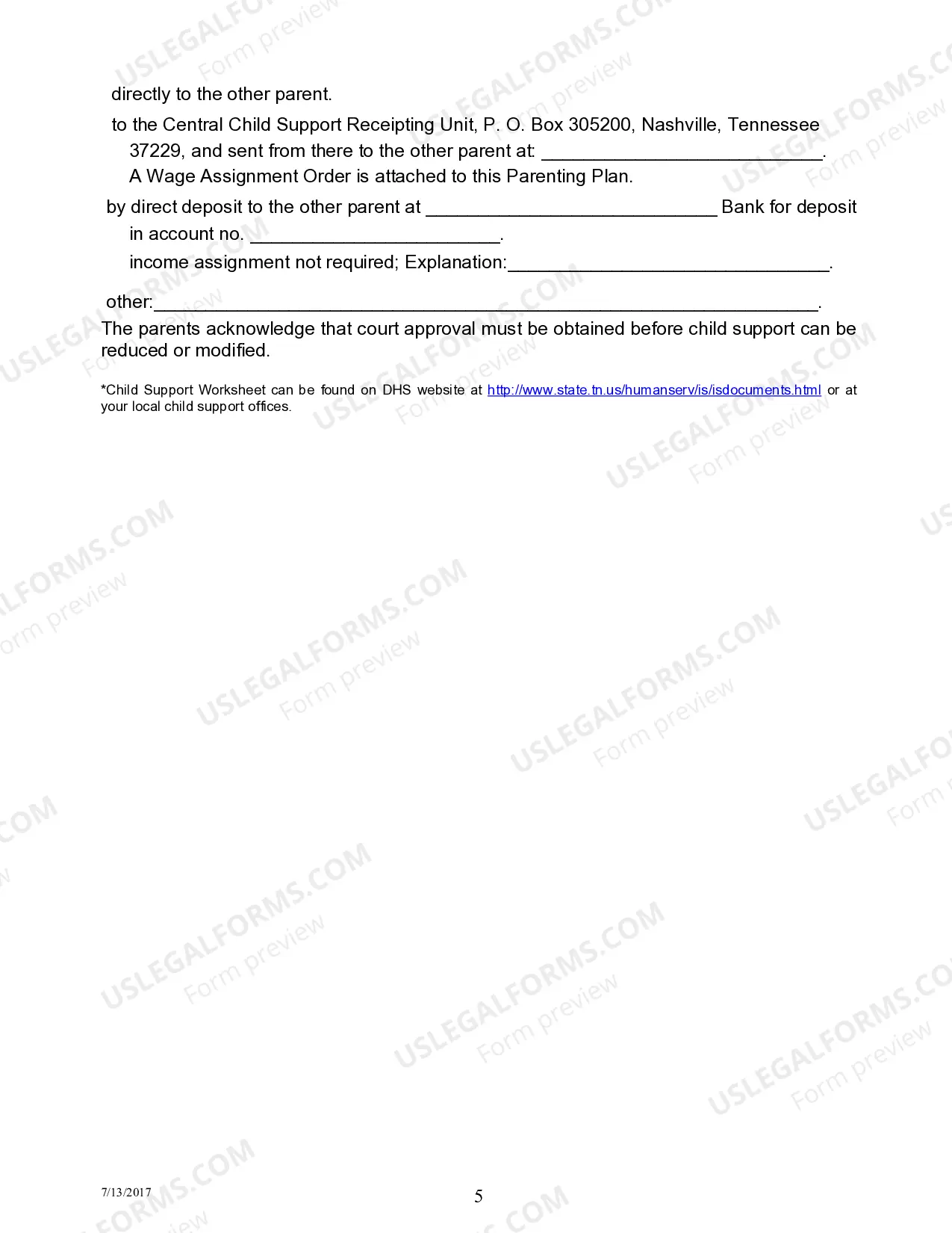 Preview Permanent Parenting Plan Order