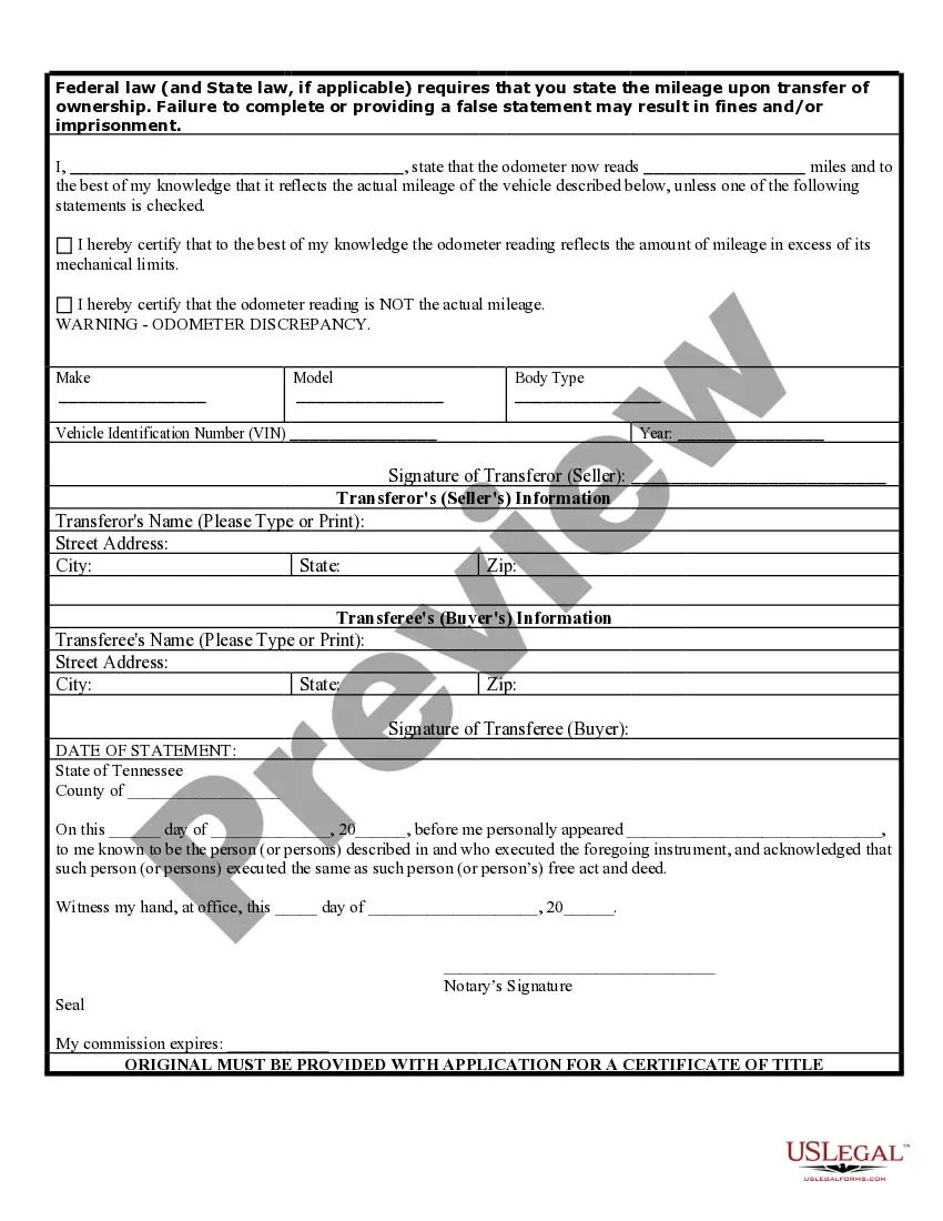Preview Bill of Sale of Automobile and Odometer Statement for As-Is Sale