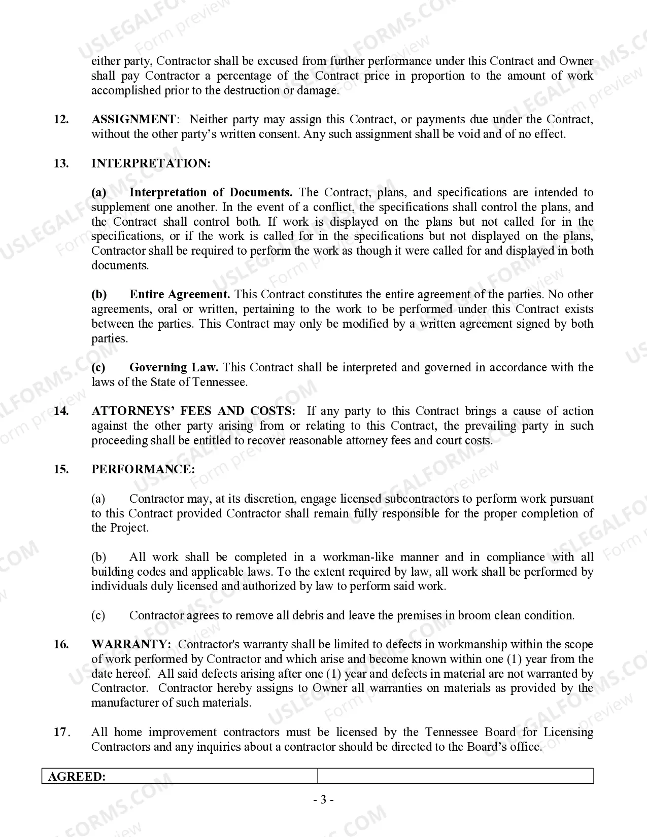 Preview Fencing Contract for Contractor