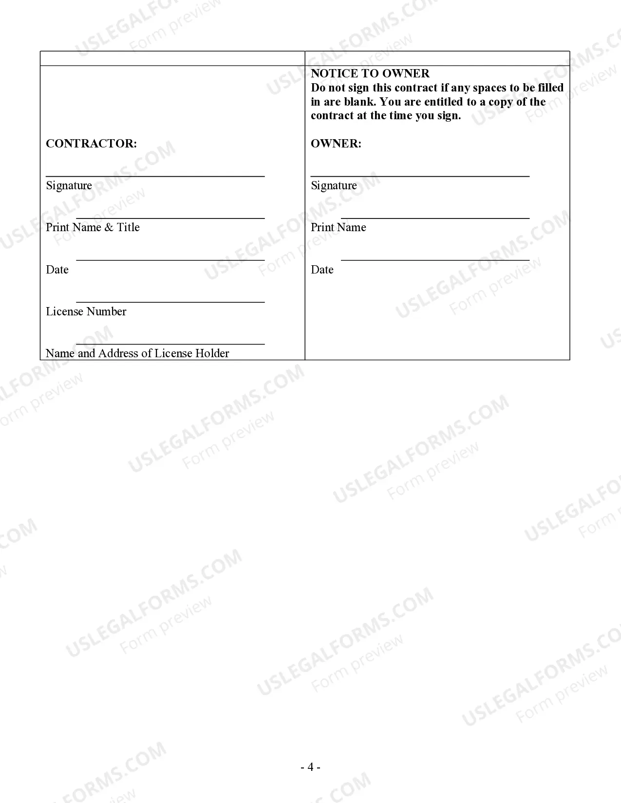 Preview Fencing Contract for Contractor