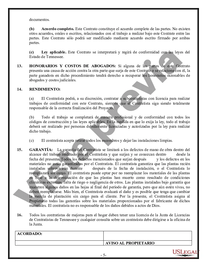 Preview Contrato de paisajismo para contratista