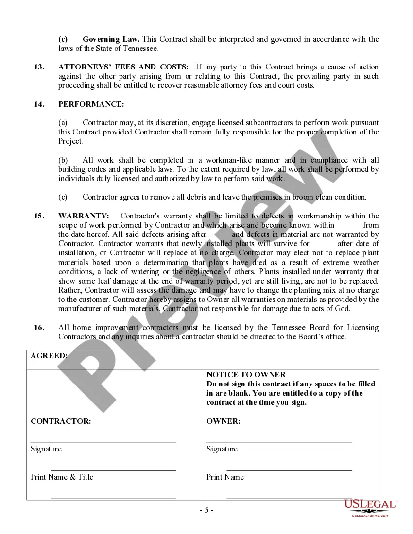 Preview Landscape Contract for Contractor