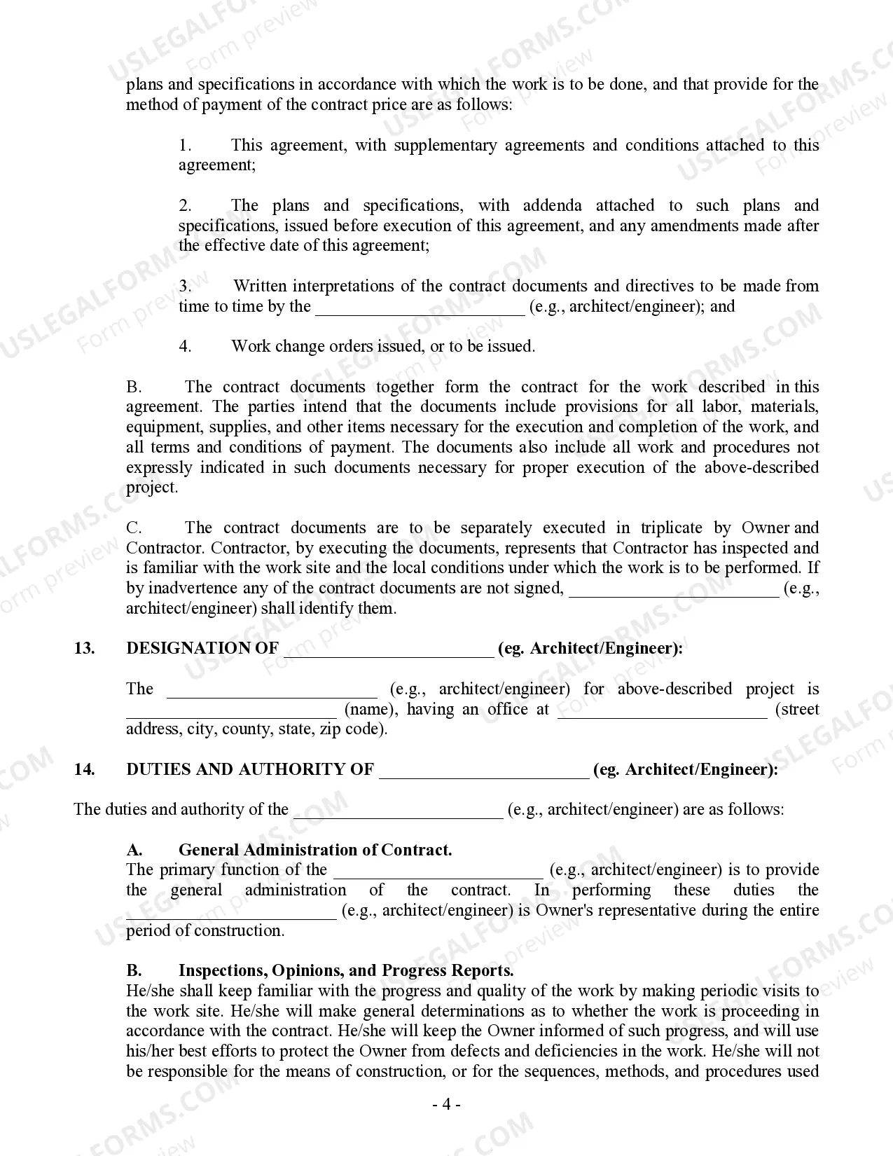 Preview Commercial Contract for Contractor