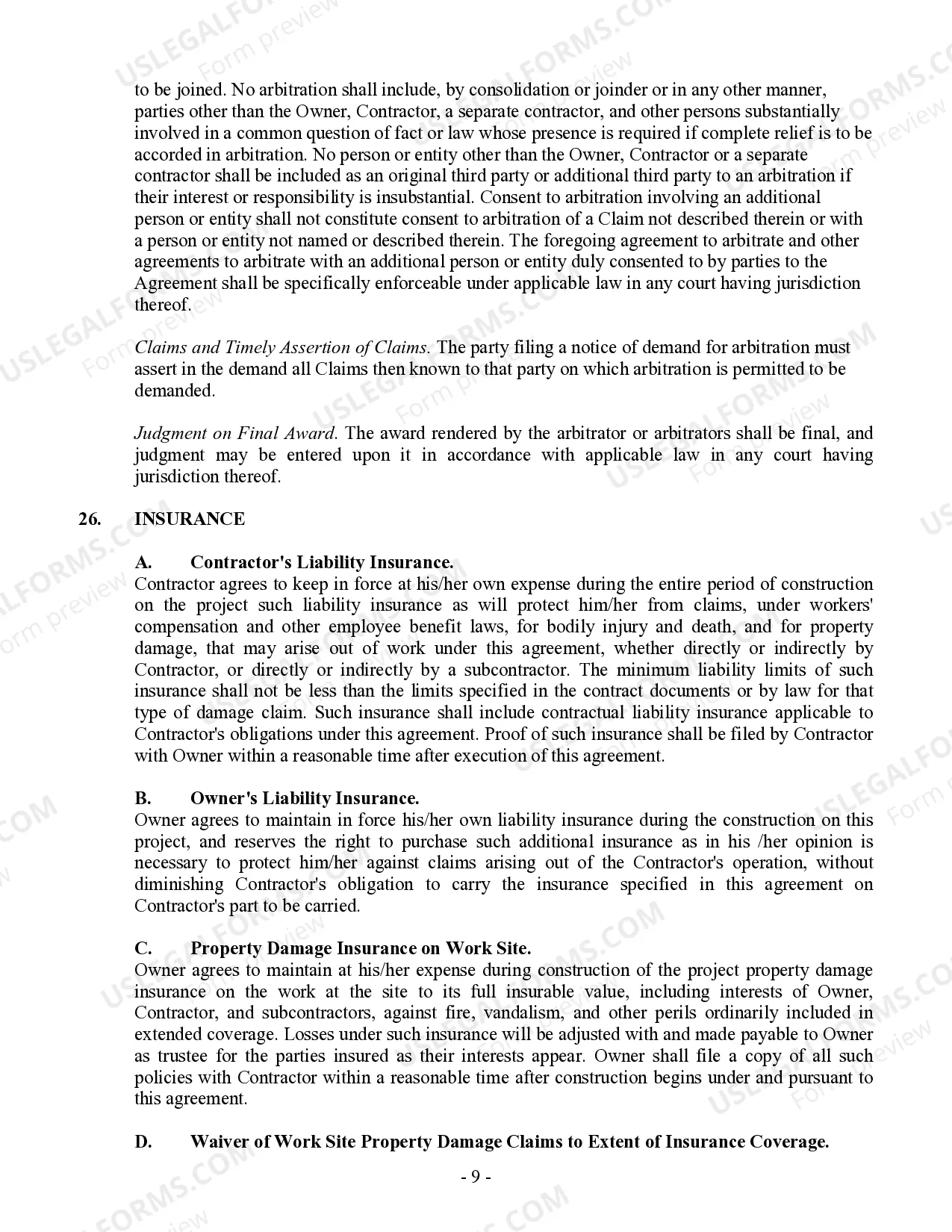 Preview Commercial Contract for Contractor