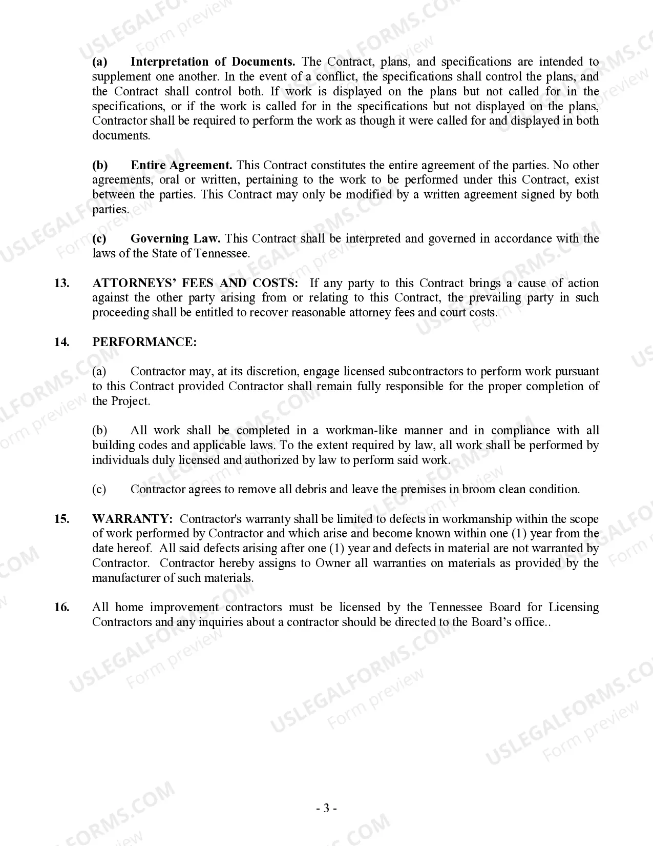 Preview Demolition Contract for Contractor