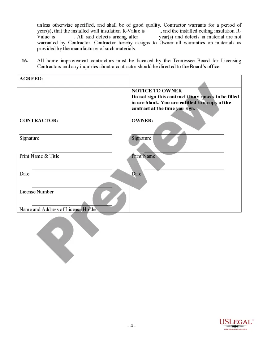 Preview Insulation Contract for Contractor