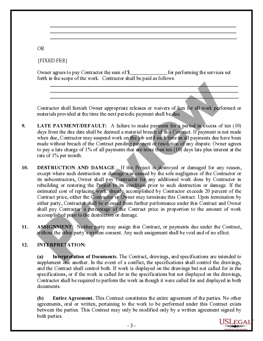 Preview Siding Contract for Contractor